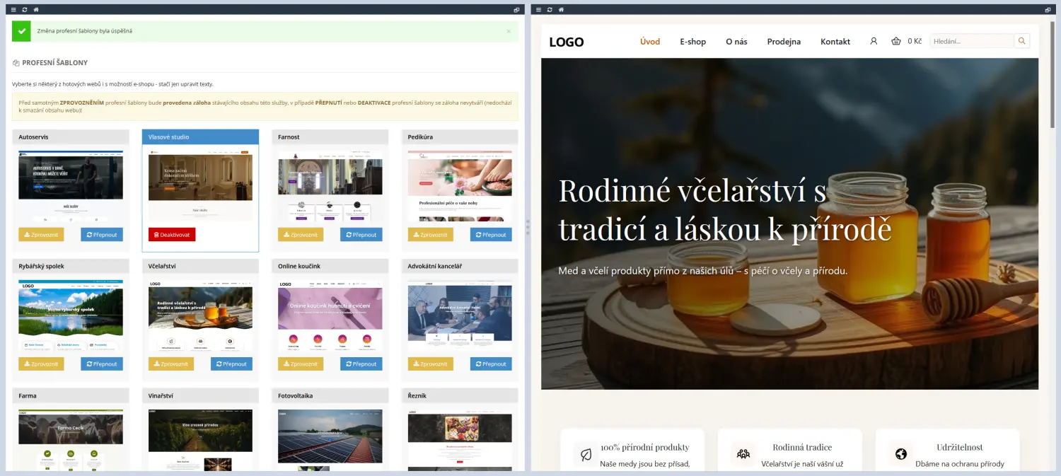 Prepnutie Profesionálnej šablóny