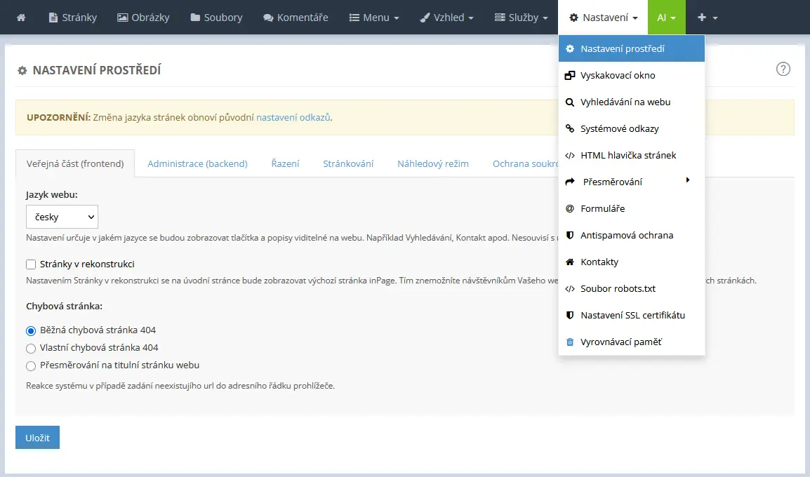 Ako nastaviť chybovú stránku v administrácii webu Ako nastaviť chybovú stránku v administrácii webu