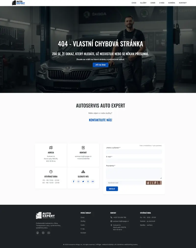 Nastavte si vlastnú stránku s chybou 404